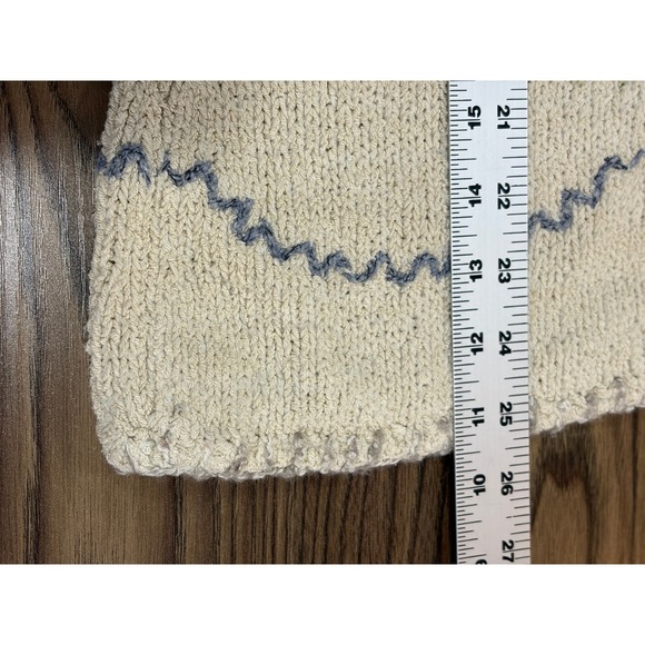 Northern Isles Cream Textured Silk Blend Knit Sweater Branch Embroidery Small - Picture 10 of 10